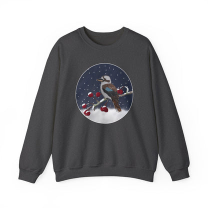 Kookaburra on a Winter Branch Birdwatcher Christmas Bird Sweatshirt