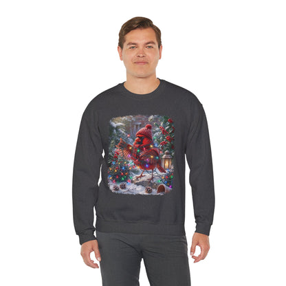 Northern Cardinal Christmas Sweatshirt – Tangled Lights Winter Crewneck