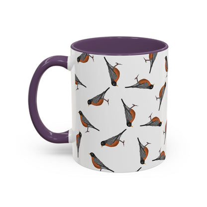 American Robin All-Over Pattern Accent Mug | Colorful Bird Lover Gift for Birdwatchers