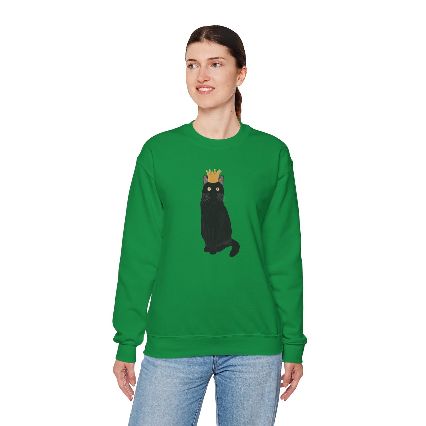 Black Cat with Crown Cat Lover Sweatshirt