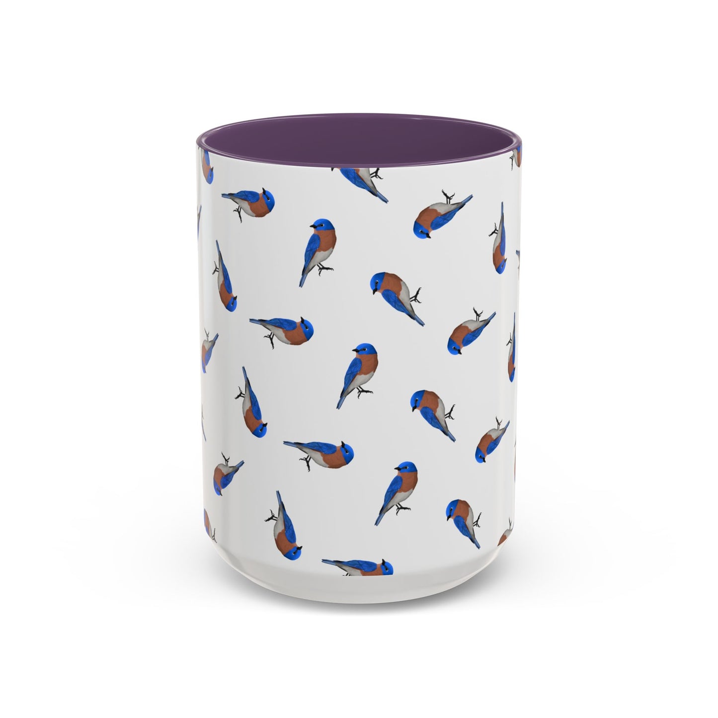 Bluebird All-Over Pattern Accent Mug | Colorful Bird Lover Gift for Birdwatchers