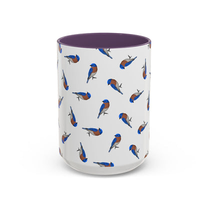 Bluebird All-Over Pattern Accent Mug | Colorful Bird Lover Gift for Birdwatchers