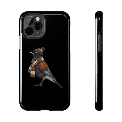 アメリカンロビンの鳥のアートが描かれた二層式iPhoneケース - 鳥類学者や鳥愛好家へのプレゼントに最適