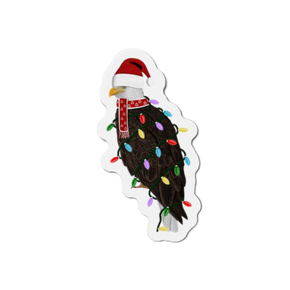 Bald Eagle with Fairy Lights and Scarf Christmas Bird Magnet