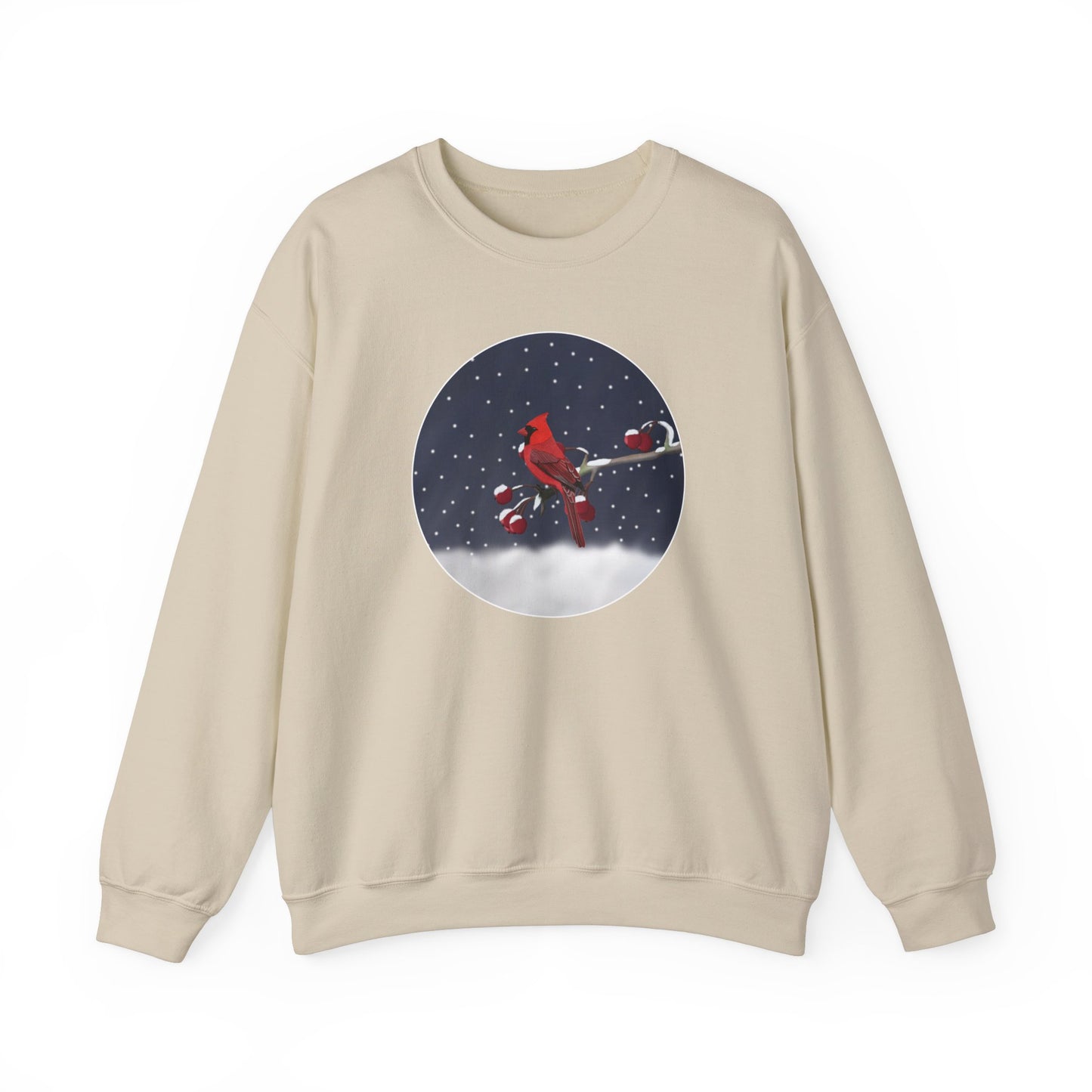 Cardinal on a Winter Branch Christmas Bird Sweatshirt