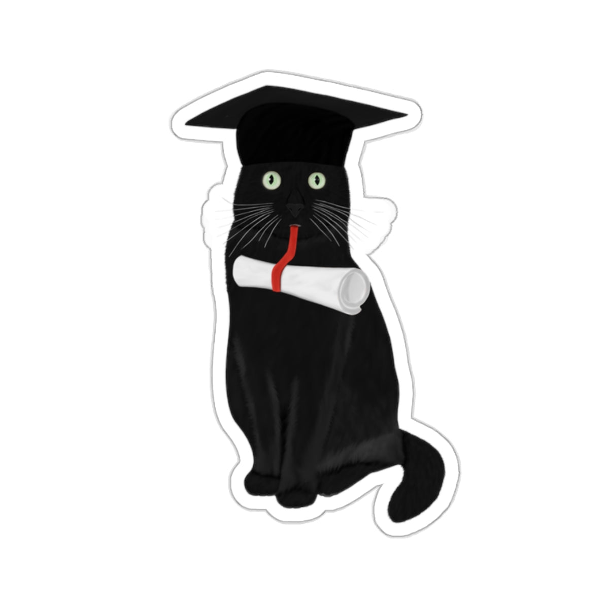 Black Cat Graduate Bachelor Master Doctor Cat Lover Sticker