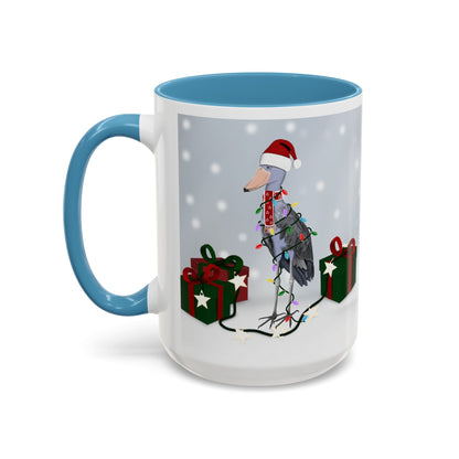 Shoebill with Christmas Hat and Scarf Snow Bird Coffee Mug