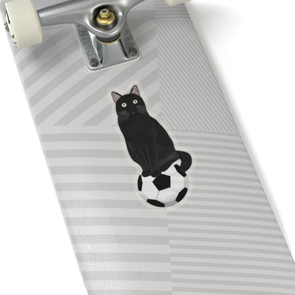 Black Cat with Soccer Cat Lover Sticker