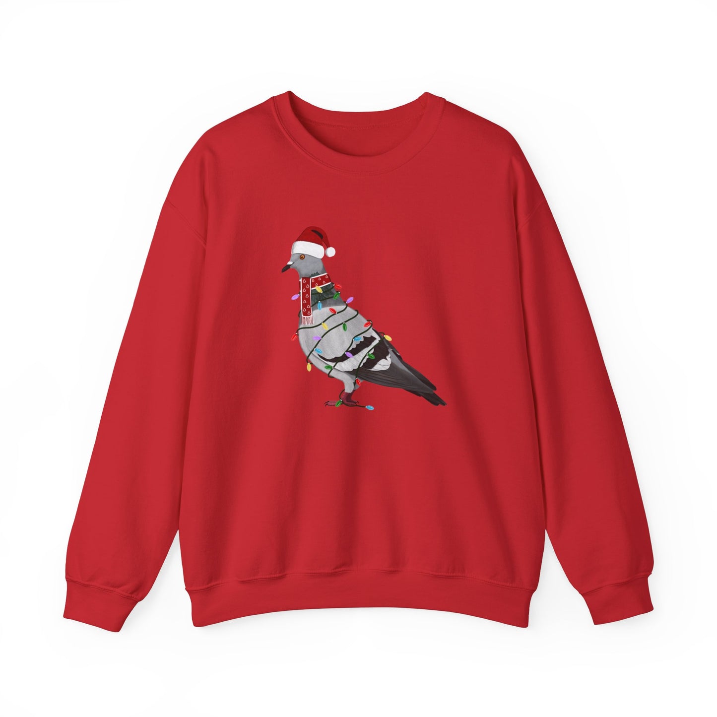 Pigeon with Fairy Lights Santa Claus Christmas Bird Sweatshirt