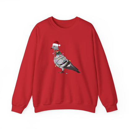 Pigeon with Fairy Lights Santa Claus Christmas Bird Sweatshirt