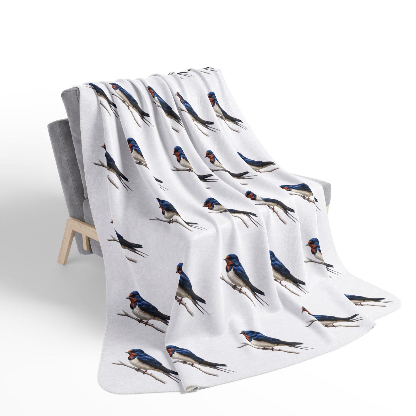 Barn Swallow Art Fleece Sherpa Blanket (60"x80") - Thick, Ultra-Soft & Cozy Throw for Bird Lovers