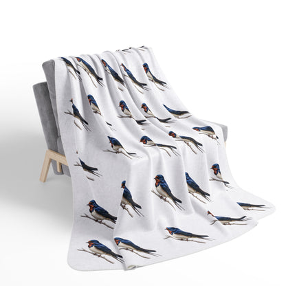 Barn Swallow Art Fleece Sherpa Blanket (60"x80") - Thick, Ultra-Soft & Cozy Throw for Bird Lovers