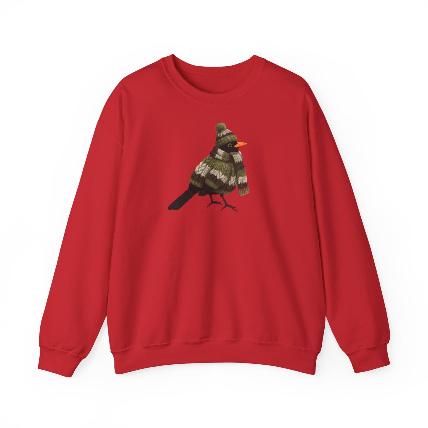 Amsel in Strick Weihnachts-Sweatshirt | Unisex Vogel Sweater für Vogelfreunde & Vogelbeobachter