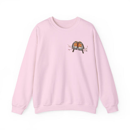 Robins Cherry Blossom Sweatshirt | Floral Bird Crewneck Cozy Spring Pullover – Animal Lover Gift,