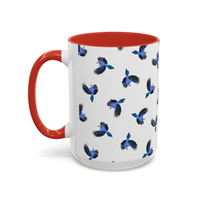 Blue Jay All-Over Pattern Accent Mug | Colorful Bird Lover Gift for Birdwatchers
