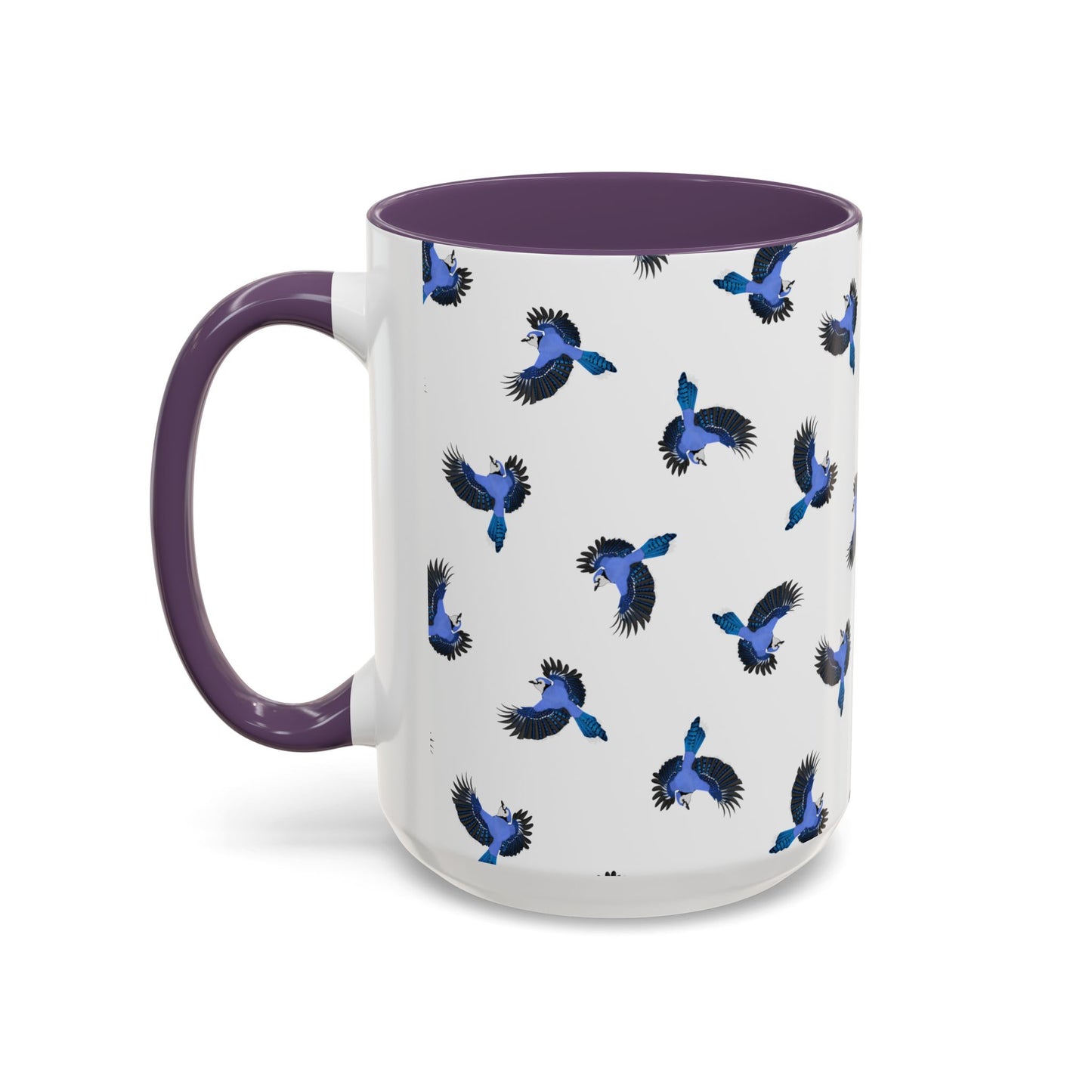 Blue Jay All-Over Pattern Accent Mug | Colorful Bird Lover Gift for Birdwatchers