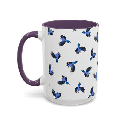 Blue Jay All-Over Pattern Accent Mug | Colorful Bird Lover Gift for Birdwatchers