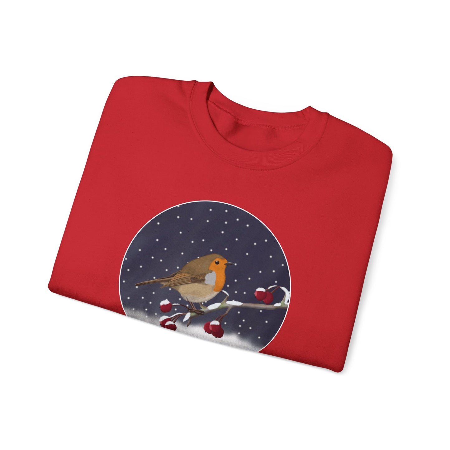 Robin on a Winter Branch Christmas Bird Sweatshirt