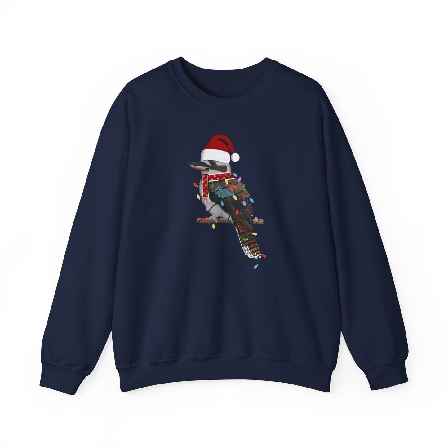 Kookaburra with Fairy Lights Santa Claus Christmas Bird Sweatshirt