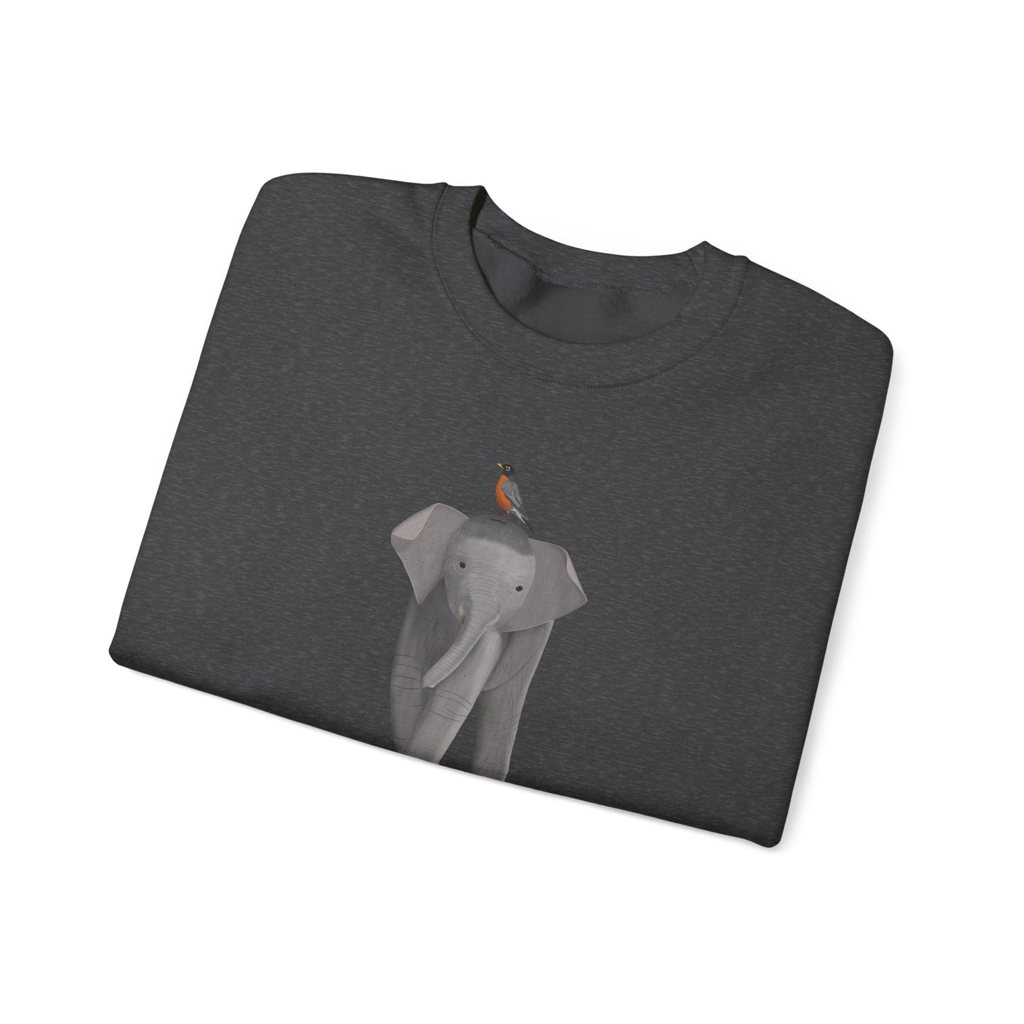 Elephant with American Robin Bird Birding & Birdwatching Sweatshirt