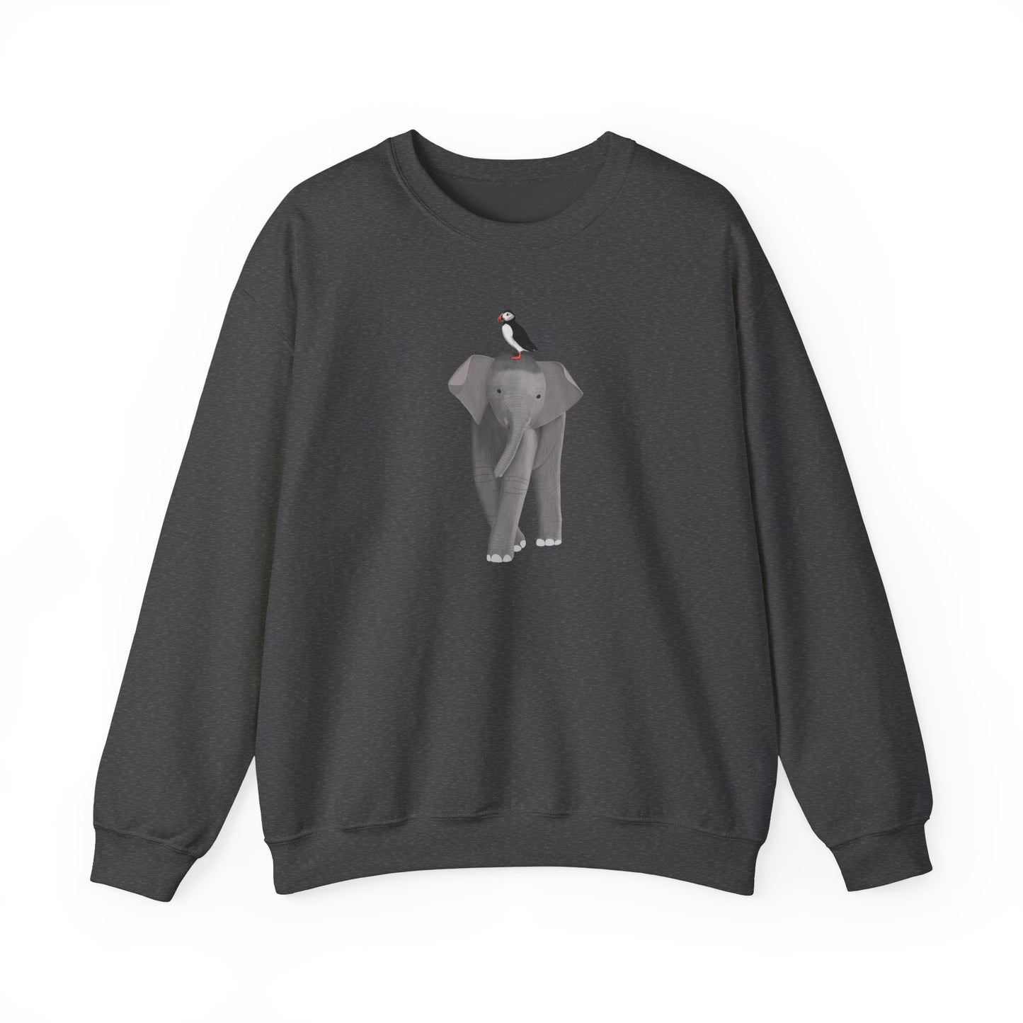 Elephant with Puffin Bird Birding & Birdwatching Sweatshirt