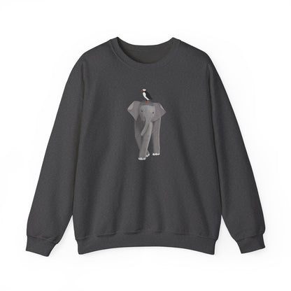 Elephant with Puffin Bird Birding & Birdwatching Sweatshirt