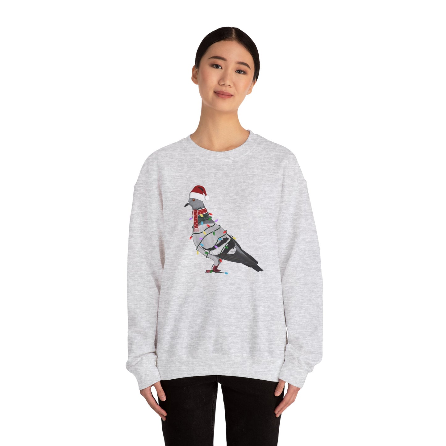 Pigeon with Fairy Lights Santa Claus Christmas Bird Sweatshirt