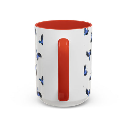 Blue Jay All-Over Pattern Accent Mug | Colorful Bird Lover Gift for Birdwatchers
