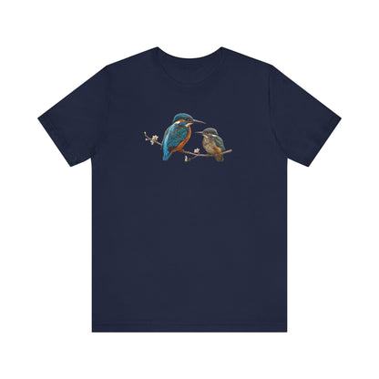 Kingfisher & Fledgling T-Shirt | Spring Blossoms Unisex Graphic Tee