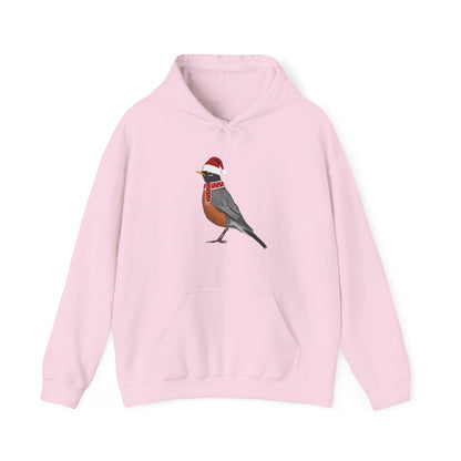 Robin Christmas Bird with Santa Hat Birdwatcher Birdlover Hoodie