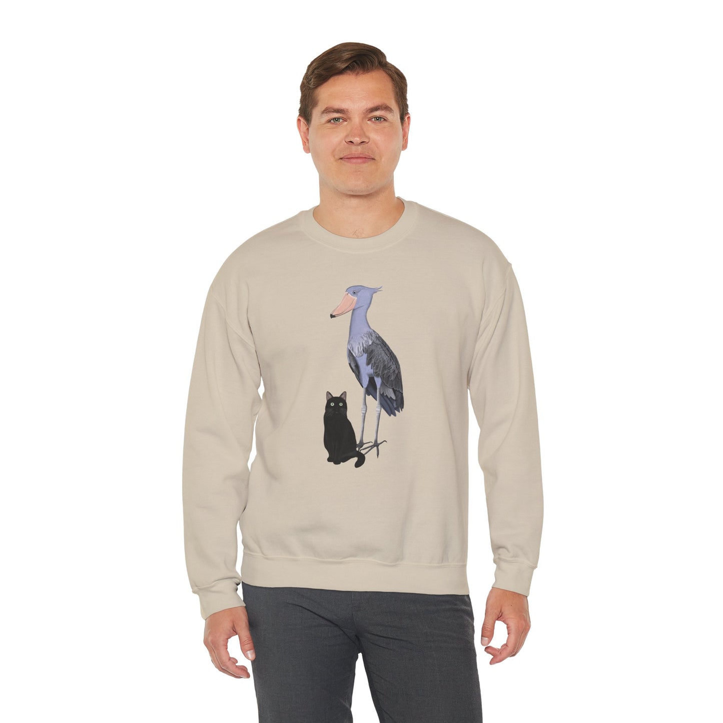 Black Cat with Shoebill Bird Cat Lover Sweatshirt