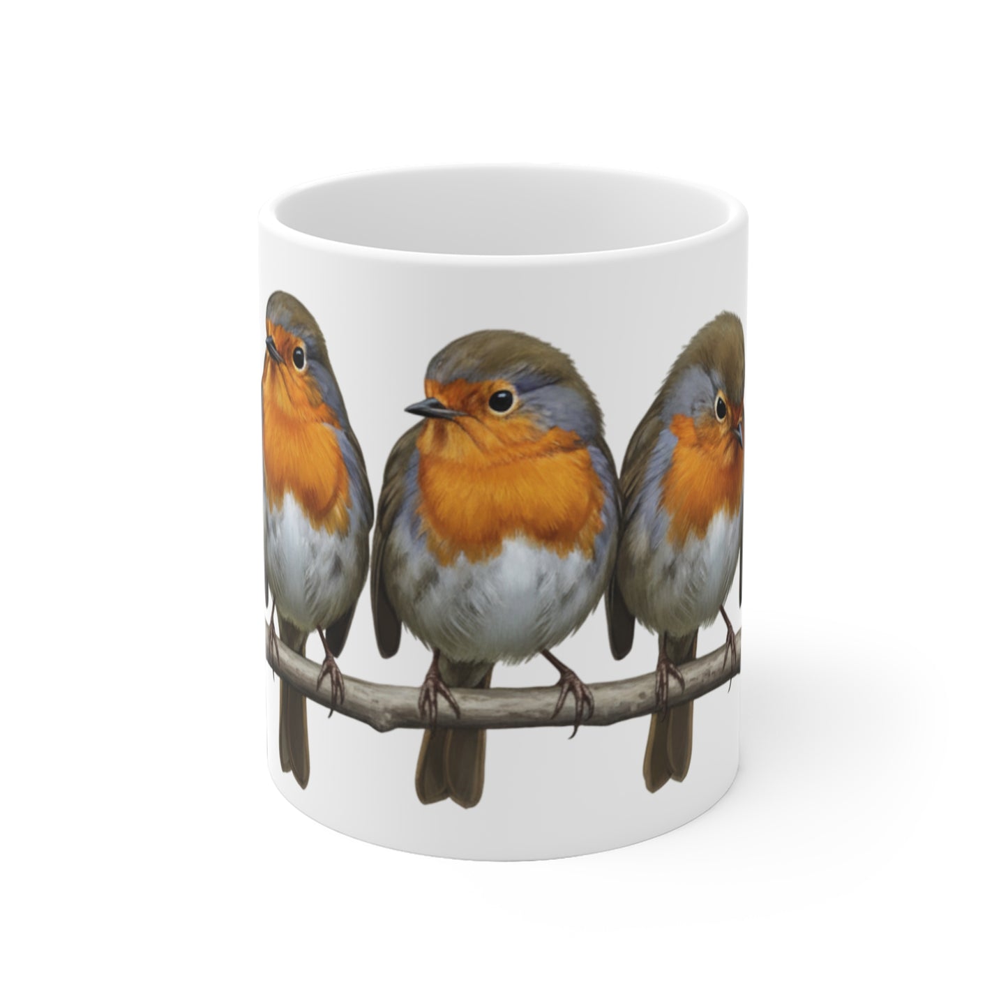 Rotkehlchen Tasse Vögel auf einem Ast Vogelmotiv für Vogelbeobachter und Vogelfreunde