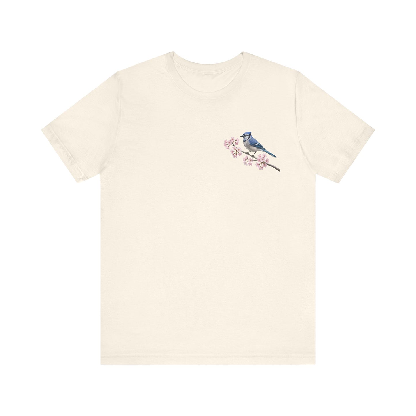Blue Jay Cherry Blossom T-Shirt | Floral Spring Tee for Bird Lovers