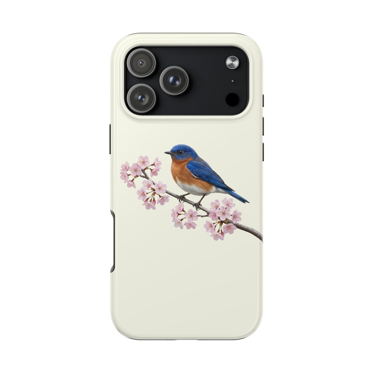 Bluebird & Cherry Blossom Tough iPhone Case Creamy White