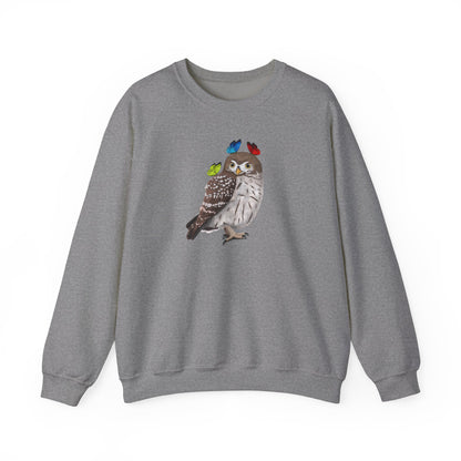 Little Owl with Butterflies Bird Birding & Birdwatching Sweatshirt