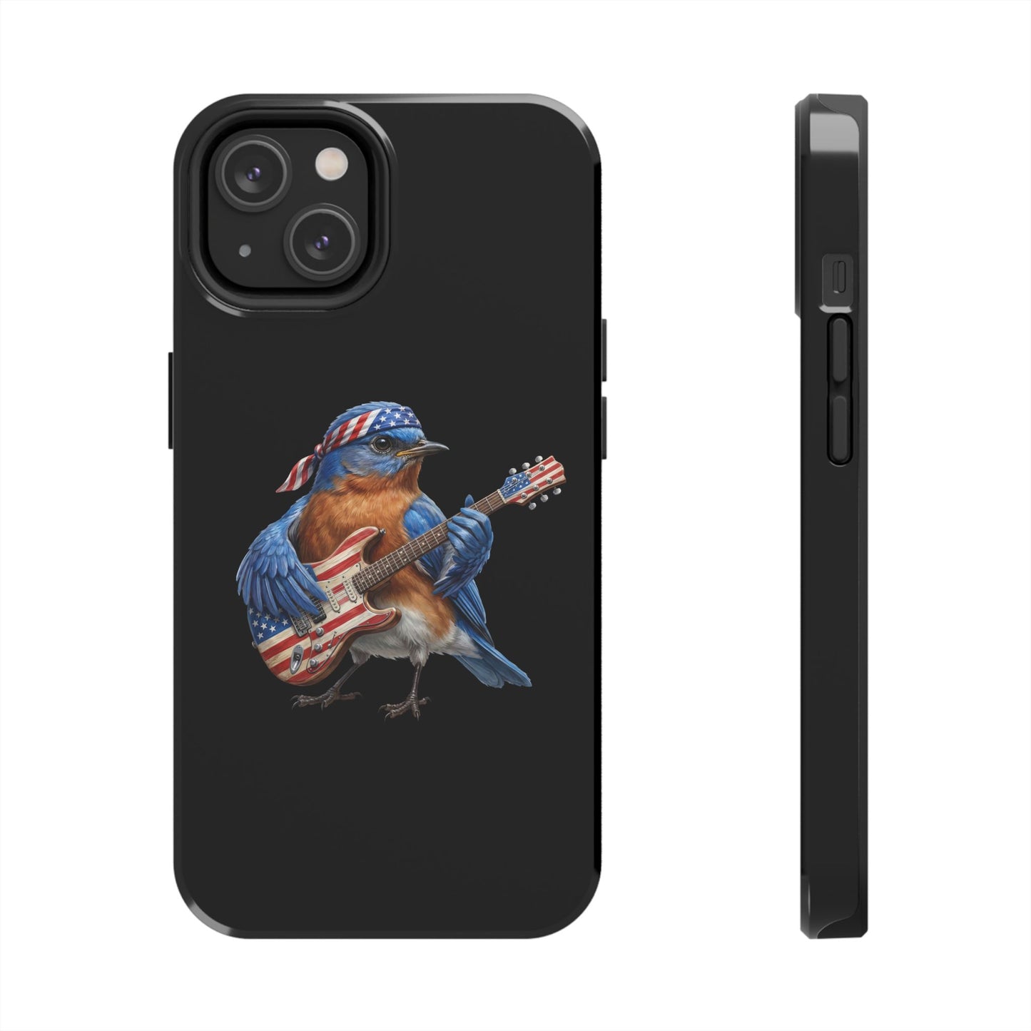 Bluebird with Guitar iPhone Case – Premium Tough Phone Cover Black