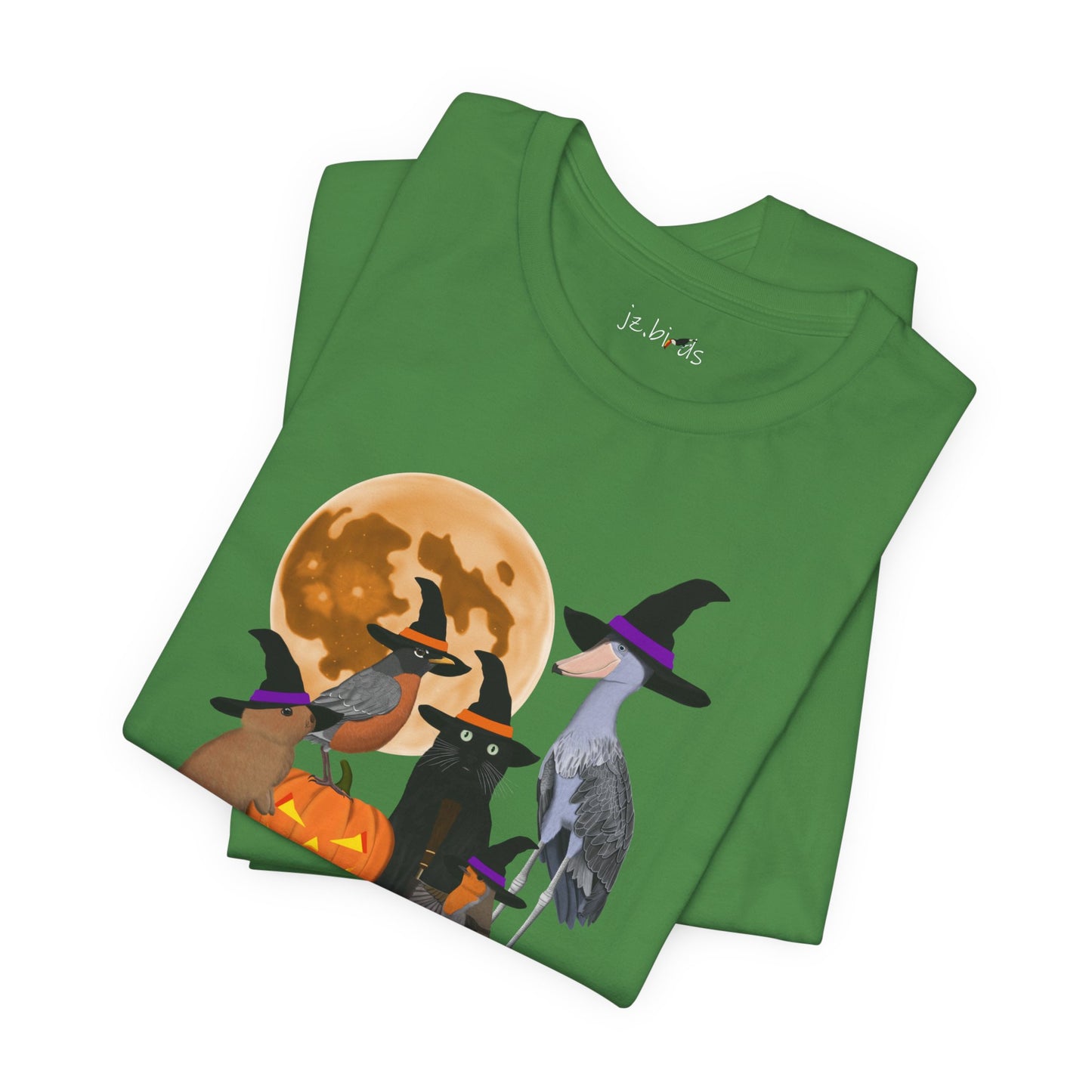 Robin Shoebill with Cat and Bunny Halloween Bird T-Shirt