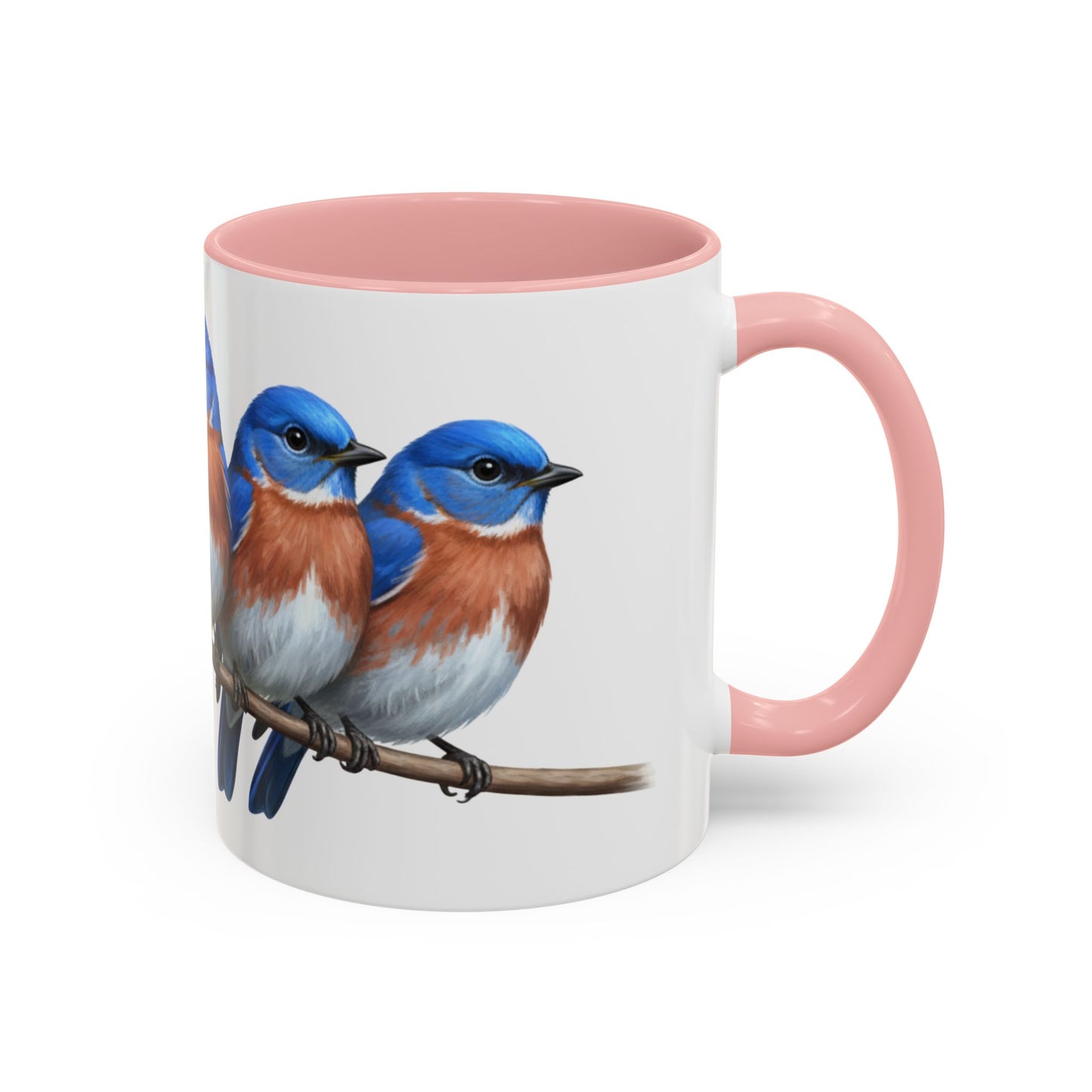 枝に止まる青い鳥を描いた陶器製バードコーヒーマグ – バードウォッチャーへのカスタムギフト