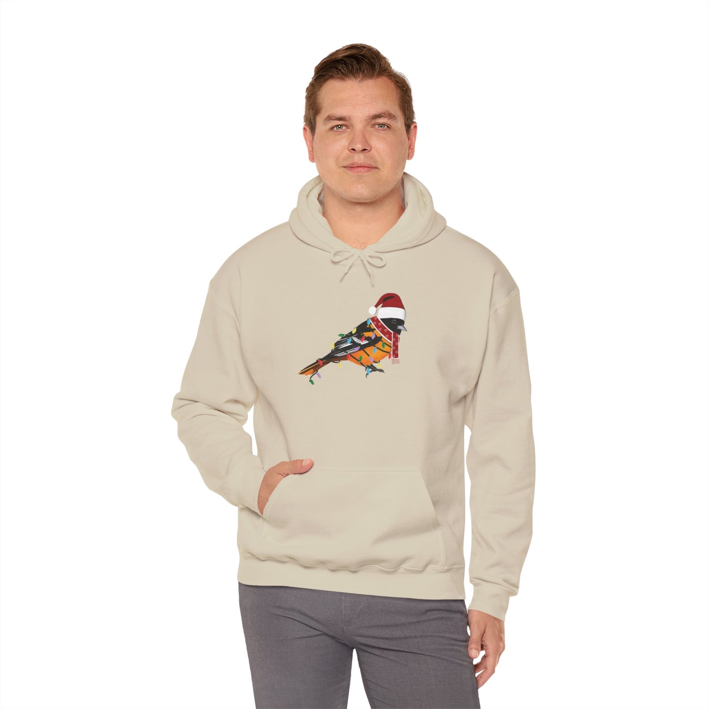 Baltimore Oriole with Fairy Lights Christmas Bird Hoodie