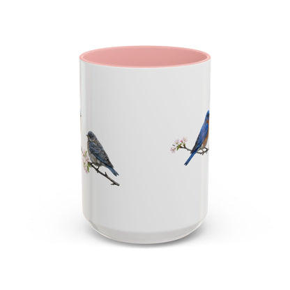 Eastern Bluebird & Fledgling Two-Tone Mug | Spring Bird Lover Gift