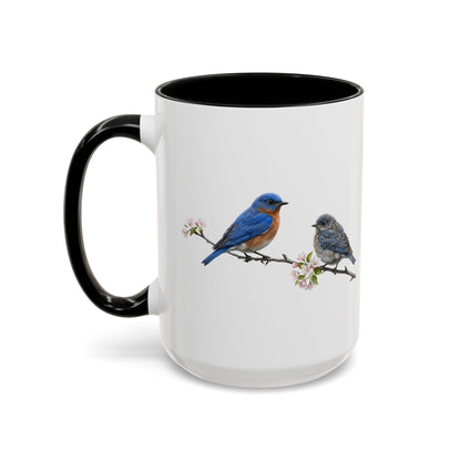 Eastern Bluebird & Fledgling Two-Tone Mug | Spring Bird Lover Gift