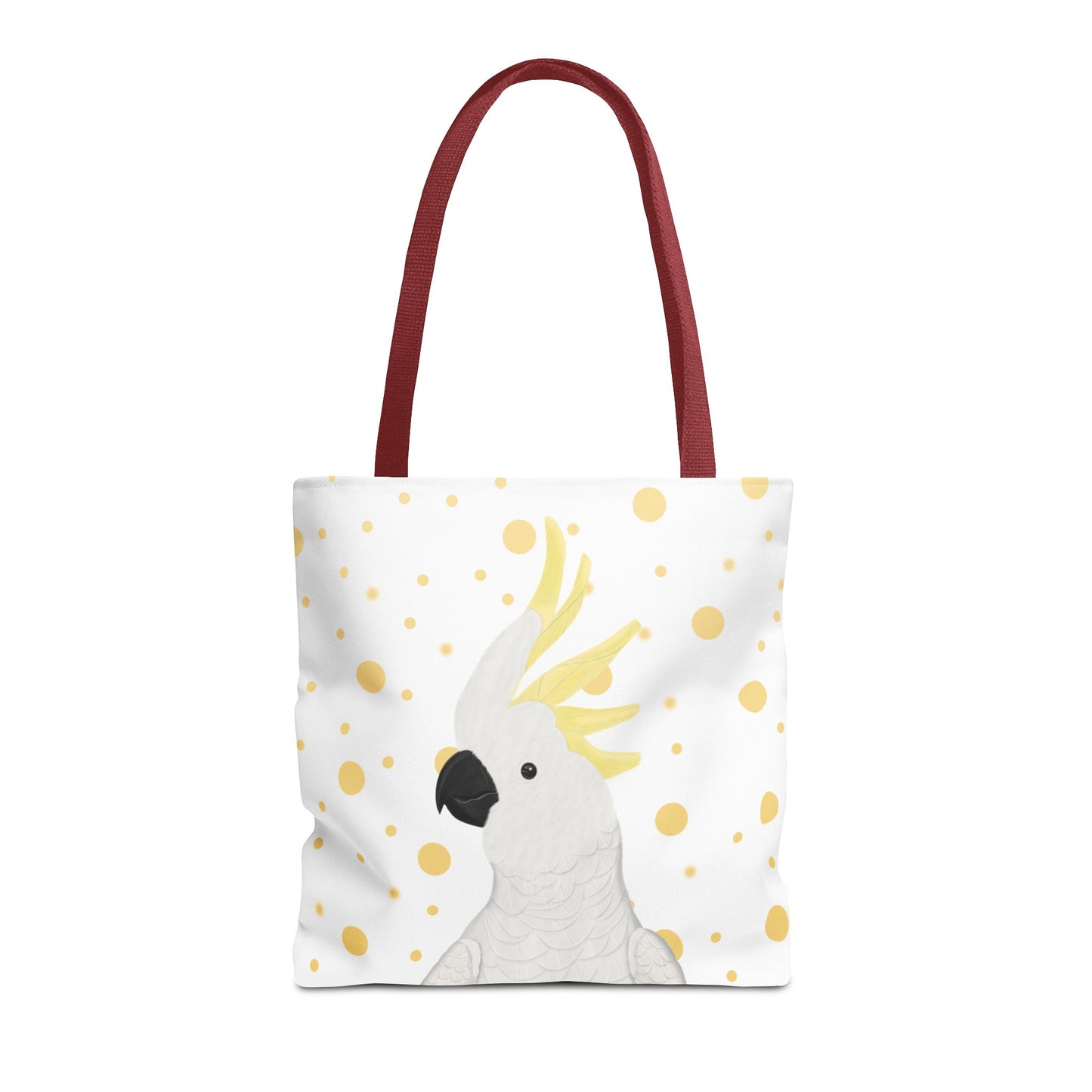 Cockatoo Golden Dots Bird Tote Bag 16"x16" White