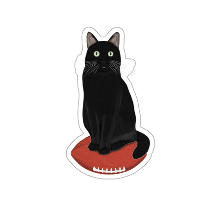 Black Cat with Football Cat Lover Sticker