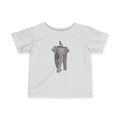 Elephant with American Robin Bird Baby & Toddler T-Shirt