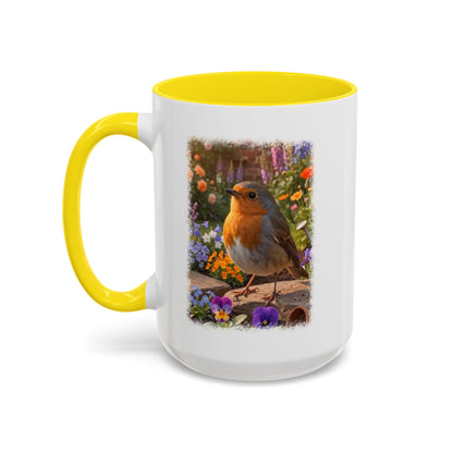 Robin Rosi Flower Bed Mug - Cute Backyard Bird Watcher Gift