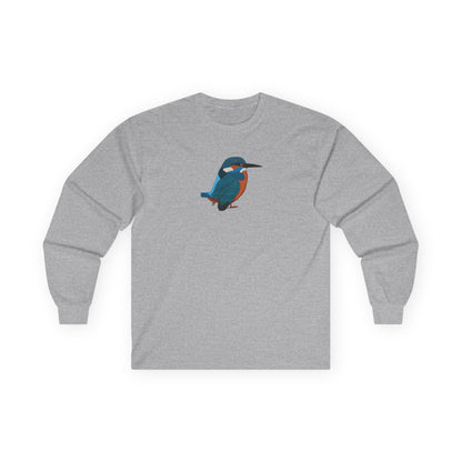 Kingfisher Birding & Birdwatching Bird Cotton Long Sleeve T-Shirt