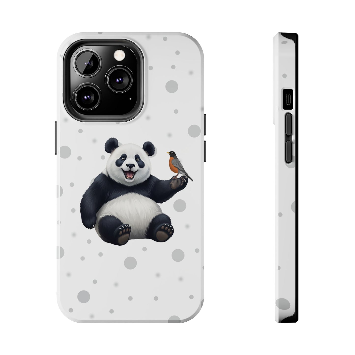 Cute Panda Bear with American Robin Animal iPhone Case - Dual-Layer PC/TPU Protective Cover for iPhone