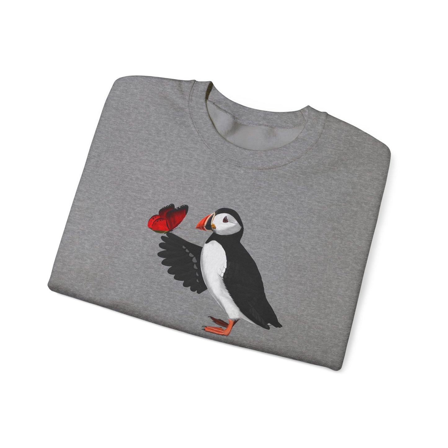 Puffin with Butterfly Bird Birding & Birdwatching Sweatshirt