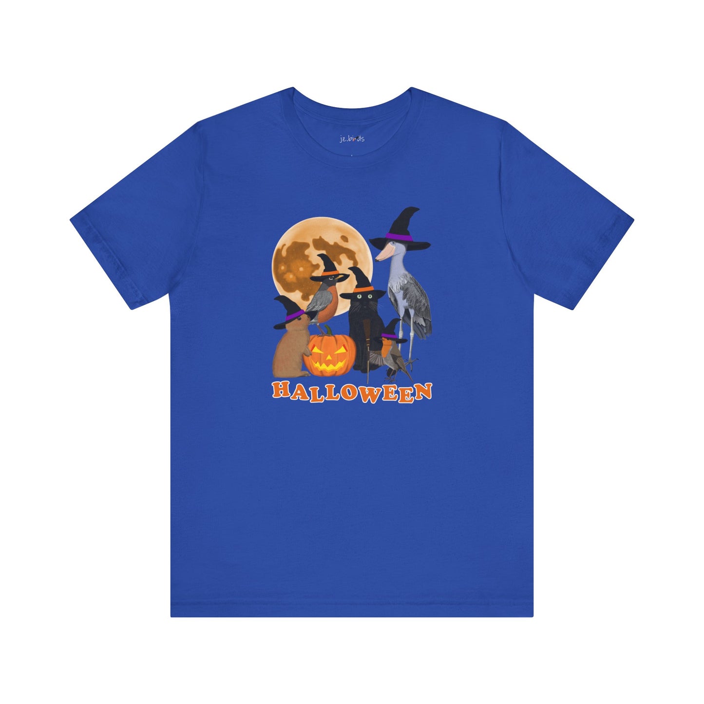 Robin Shoebill with Cat and Bunny Halloween Bird T-Shirt