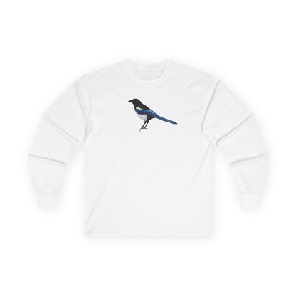 Magpie Birding & Birdwatching Bird Cotton Long Sleeve T-Shirt